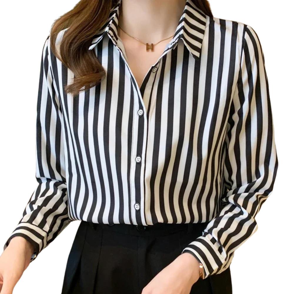 Camisa Feminina Manga Longa Listrada Preta - Forzane