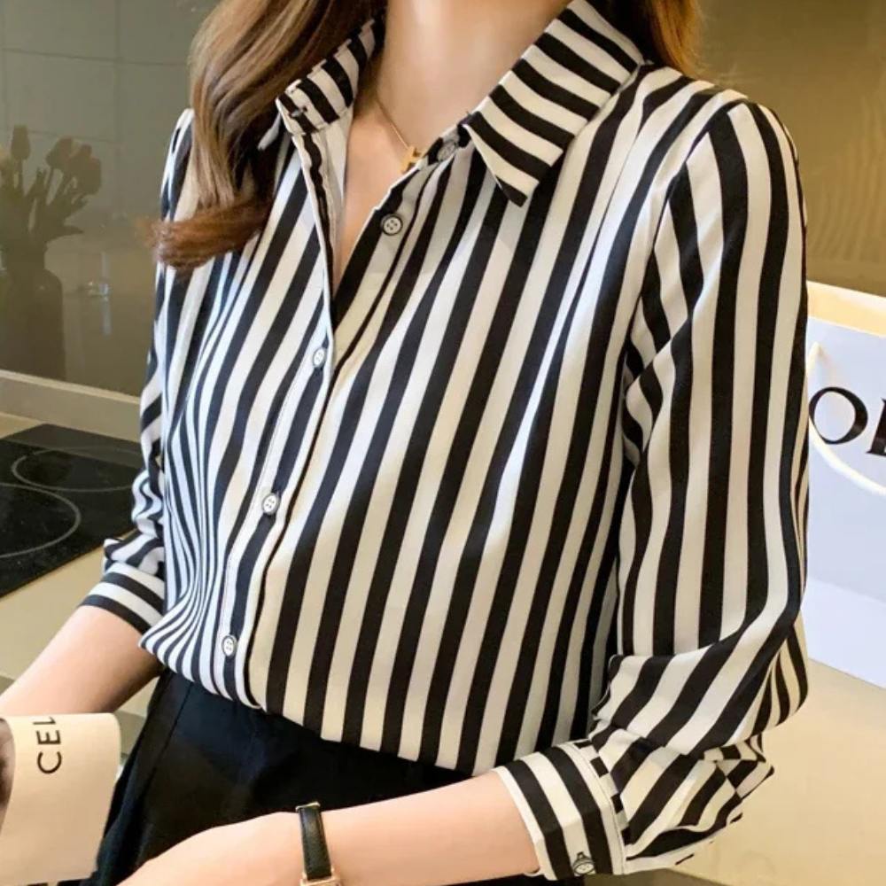 Camisa Feminina Manga Longa Listrada Preta - Forzane