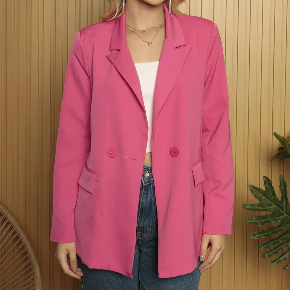 Blazer Feminino de Alfaiataria Elegante Rosa - Forzane