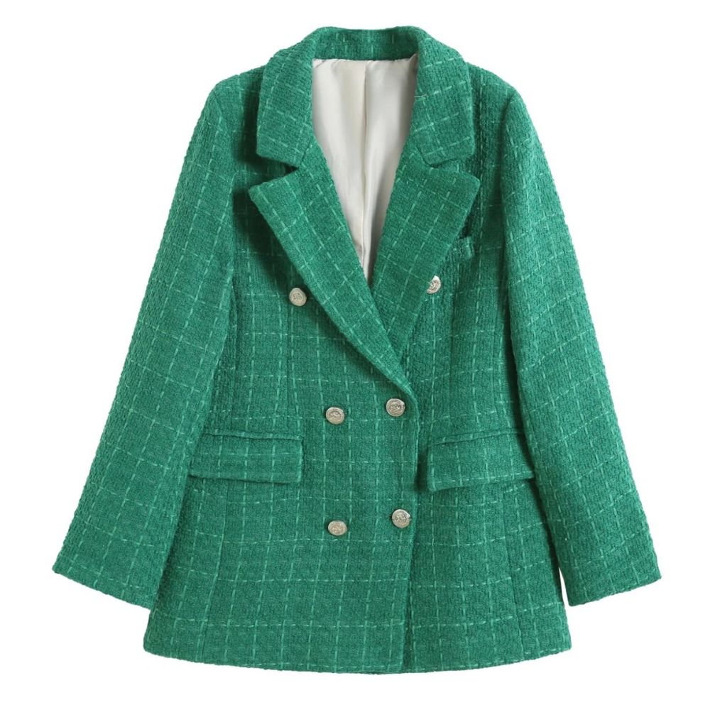 Blazer Feminino Texturizado Xadrez Verde - Forzane