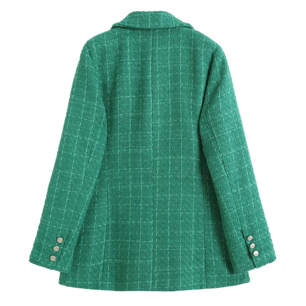 Blazer Feminino Texturizado Xadrez Verde - Forzane